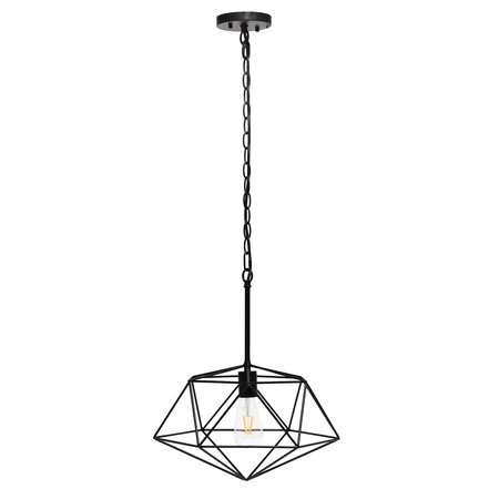 LALIA HOME 1 Light 16" Modern Metal Wire Paragon Hanging Ceiling Pendant Fixture, Black LHP-3003-BK